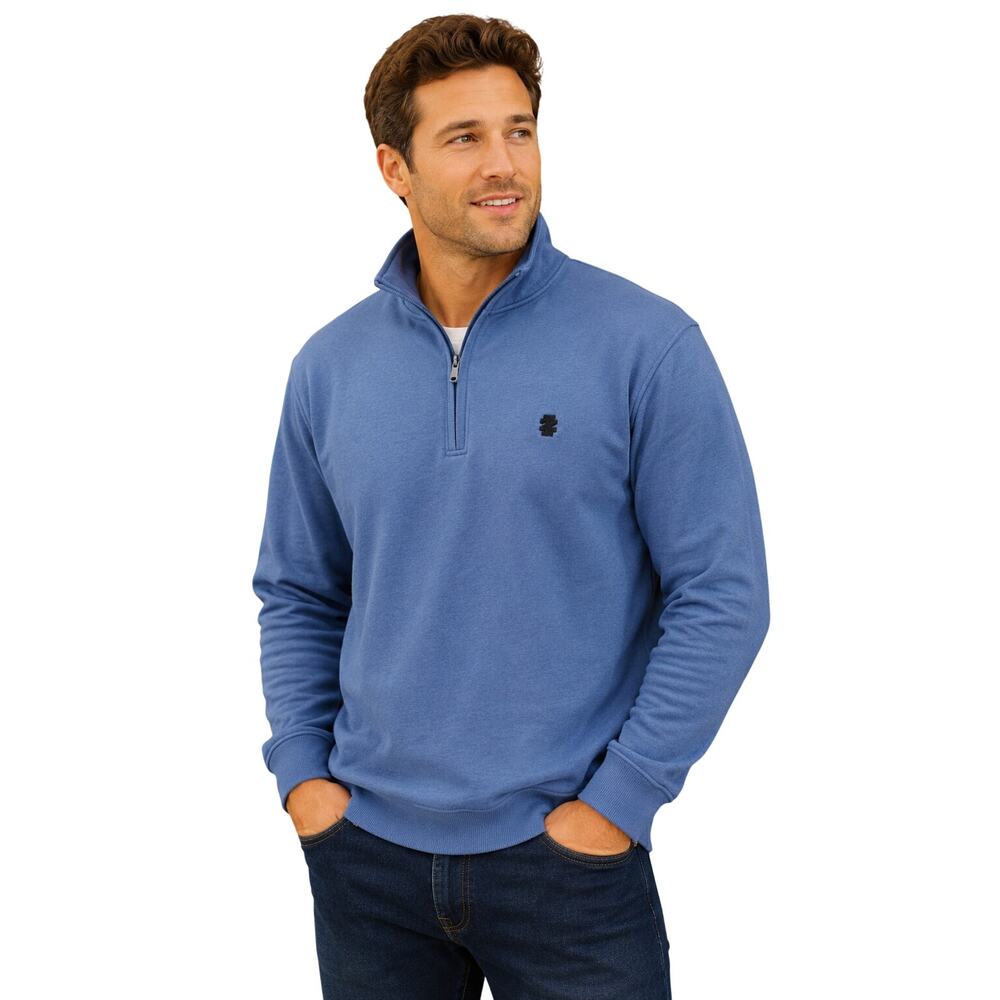 NWT Izod sz L blue 1/4 zip popover SOFT golf active preppy performance NEW